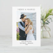 モダン結婚したメリーと新しい写真の休日 シーズンカード (スタンド正面)