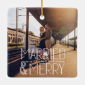 モダン結婚したメリーアールデコ セラミックオーナメント (裏面)