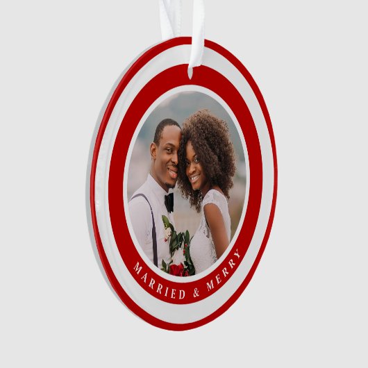 モダン結婚したメリー初めてのクリスマス オーナメント (正面)