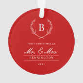 モダン結婚したメリー初めてのクリスマス オーナメント (裏面)