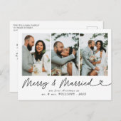 モダン結婚したメリー結婚の写真クリスマス シーズンポストカード (正面/裏面)