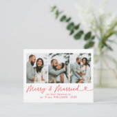 モダン結婚したメリー結婚の写真クリスマス シーズンポストカード (スタンド正面)