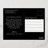 モダン結婚したメリー結婚の写真クリスマス 箔シーズンポストカード (裏面)