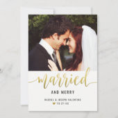 モダン結婚したメリー結婚金ゴールド シーズンカード (正面)