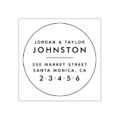 モダン結婚した夫婦ラウンド差出人住所 ラバースタンプ (インプリント)