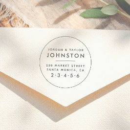 モダン結婚した夫婦ラウンド差出人住所 ラバースタンプ