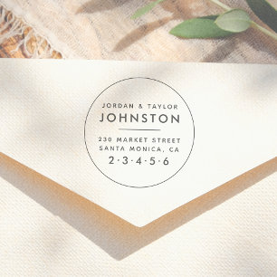 モダン結婚した夫婦ラウンド差出人住所 ラバースタンプ