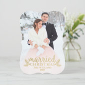 モダン結婚した金ゴールド結婚の写真 シーズンカード (スタンド正面)