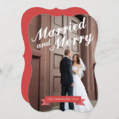 モダン結婚した&ホリメリーデービッグフォトカード シーズンカード (正面/裏面)