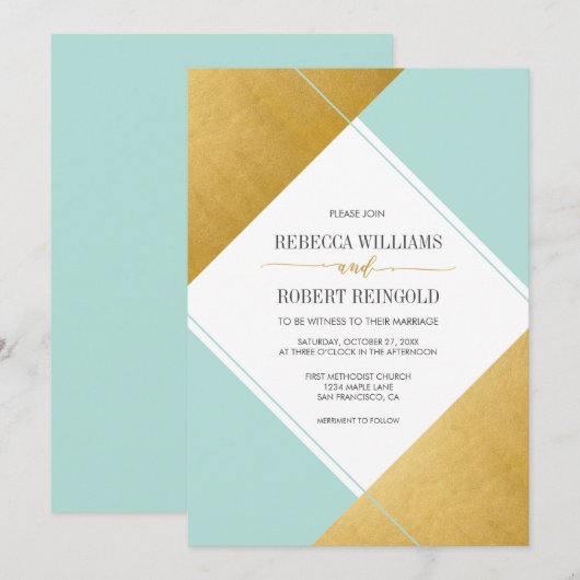 モダン結婚した 招待状 (正面/裏面)