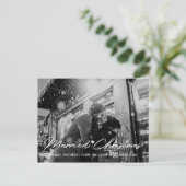 モダン結婚したChristmas Newlywedフォトオーバーレイ ポストカード (スタンド正面)