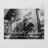 モダン結婚したChristmas Newlywedフォトオーバーレイ ポストカード (正面)