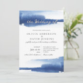 モダン結婚のサマーブルー海ビーチ結婚式 招待状 (スタンド正面)