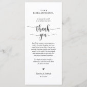 モダン結婚のディナープレイス設定サンキューカード プログラム (正面)