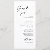 モダン結婚のディナープレイス設定サンキューカード プログラム (正面)