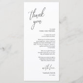 モダン結婚のディナープレイス設定サンキューカード プログラム (正面)