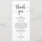 モダン結婚のディナープレイス設定サンキューカード プログラム (正面)