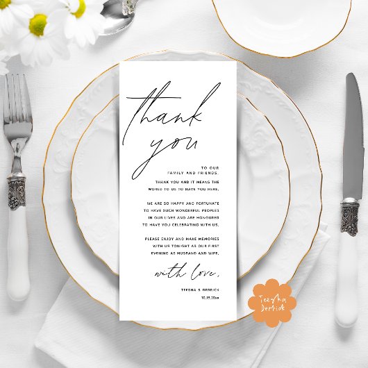 モダン結婚のディナープレイス設定サンキューカード プログラム
