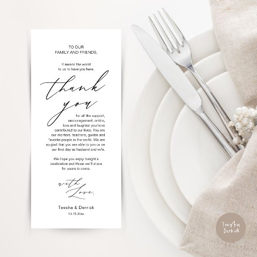 モダン結婚のディナープレイス設定サンキューカード プログラム