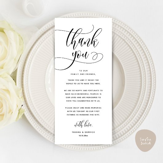 モダン結婚のディナープレイス設定サンキューカード プログラム