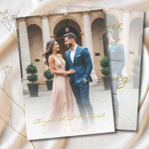 モダン結婚のフォトオーバーレイエレガントシンプル 招待状