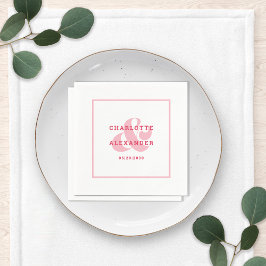 モダン結婚のマゼンタレッドアンパサンド新郎新婦 スタンダードカクテルナプキン