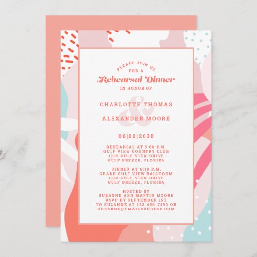 モダン結婚のリハアートーサ 招待状 (正面/裏面)