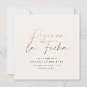 モダン結婚の予約ラフェハのクリーム金ゴールド セーブザデート (正面)