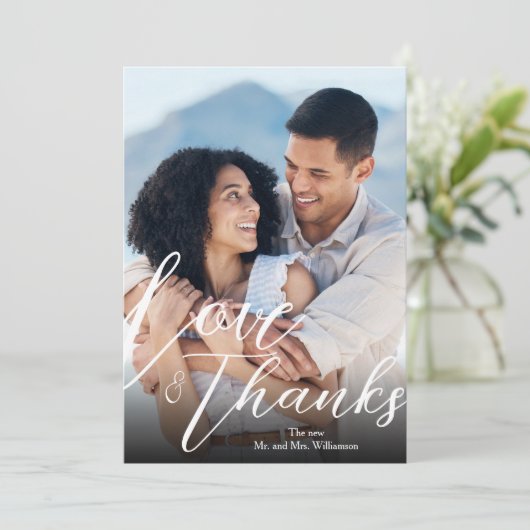 モダン結婚の写真サンキューカード サンキューカード (スタンド正面)