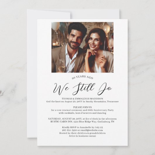 モダン結婚の誓い更新記念パーティー写真 招待状 (裏面)