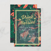 モダン結婚の飲み物と結婚したBe Tropical花 招待状 (正面/裏面)