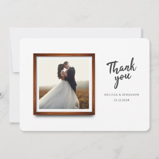 モダン結婚のPhoto Script サンキューカード (正面)