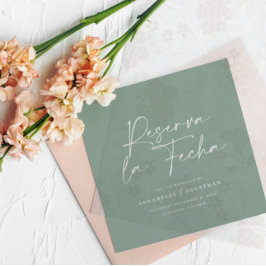 モダン結婚のReserva la Fecha sage green セーブザデート