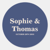 モダン結婚はっきりしたタイポグラフィネイビー ラウンドシール (正面)