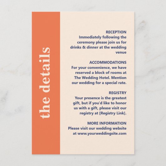 モダン結婚はっきりしたタイポグラフィ詳細 エンクロージャーカード (正面)