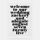 モダン結婚はっきりした白黒の歓迎結婚の声 アクリルサイン (正面)