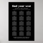 モダン結婚はっきりした白黒座席図 ポスター (正面)