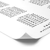 モダン結婚はっきりした白黒座席図 ポスター (角)