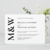 モダン結婚はっきりした白黒 招待状 (スタンド正面)