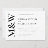 モダン結婚はっきりした白黒 招待状 (正面)