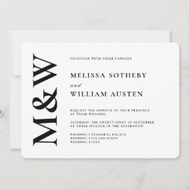 モダン結婚はっきりした白黒 招待状