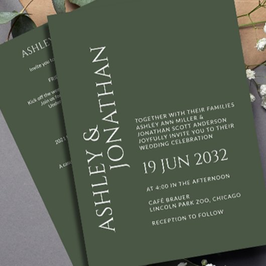 モダン結婚はっきりしたAll-in-One 招待状