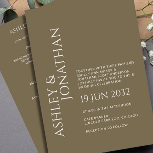 モダン結婚はっきりしたAll-in-One 招待状