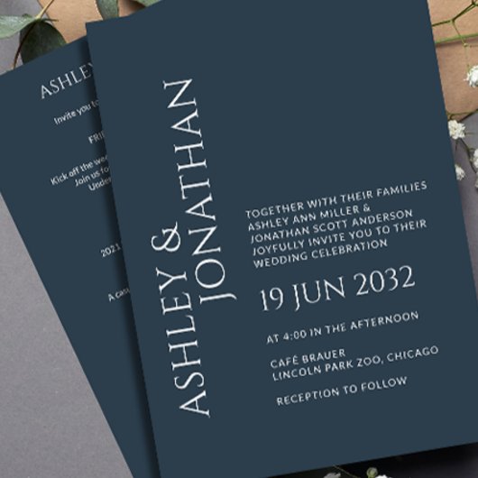 モダン結婚はっきりしたAll-in-One 招待状