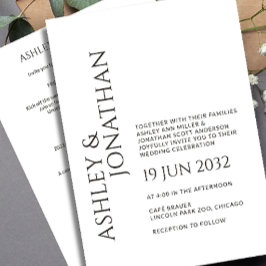 モダン結婚はっきりしたAll-in-One 招待状