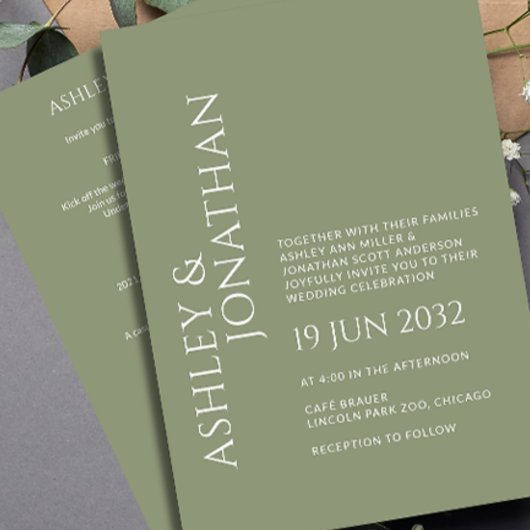 モダン結婚はっきりしたAll-in-One 招待状