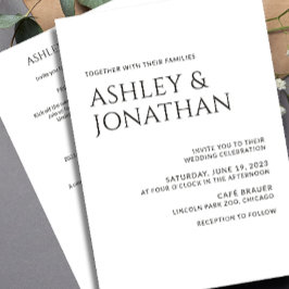 モダン結婚はっきりしたAll-in-One 招待状