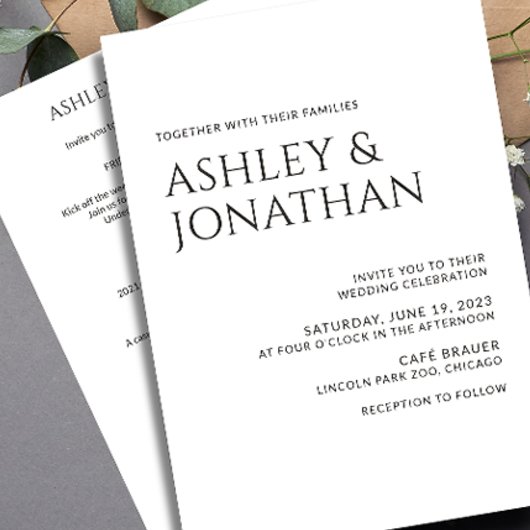 モダン結婚はっきりしたAll-in-One 招待状