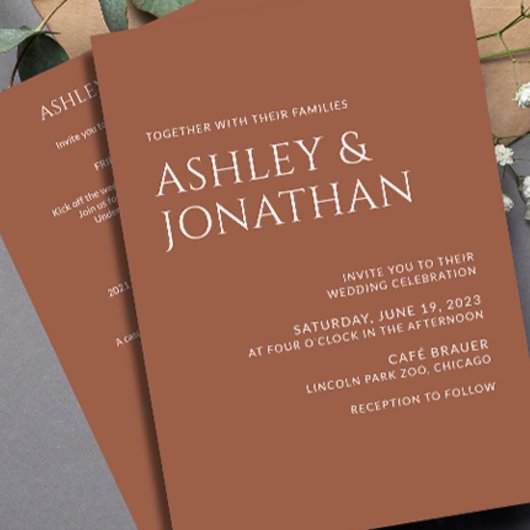 モダン結婚はっきりしたAll-in-One 招待状