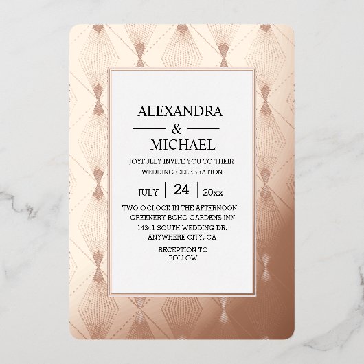 モダン結婚エレガントアールデコ箔招待状 箔招待状 (正面)